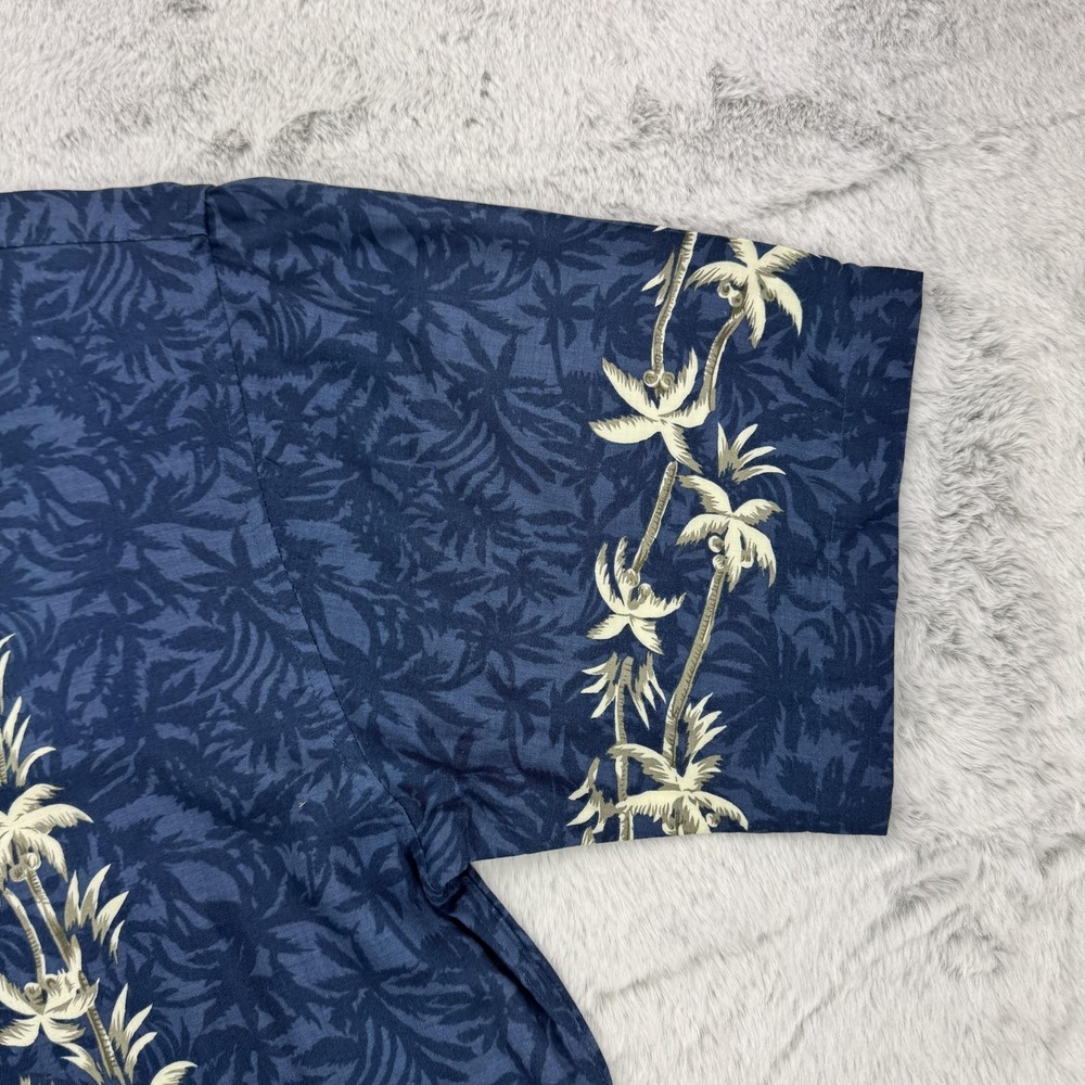 Bamboo Cay Shirt Mens Small Blue Hawaiian Rayon Floral Palm Tree Aloha Tropical - Picture 3 of 6